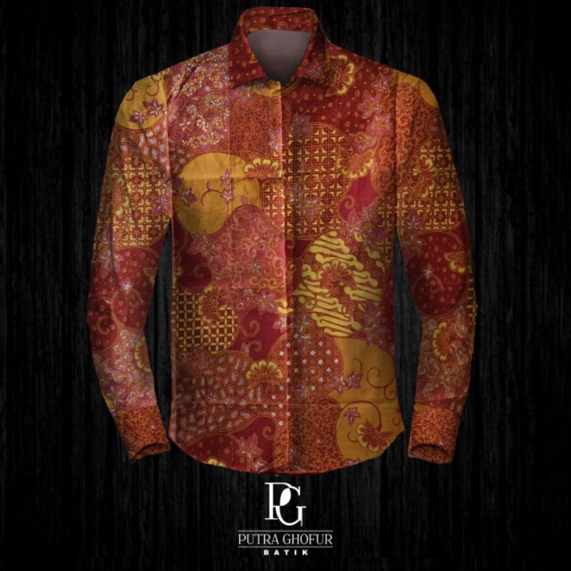 kemeja batik pria lengan panjang sutra