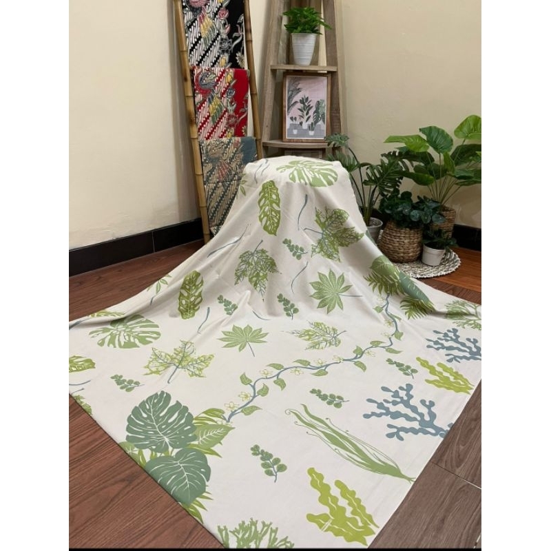 Kain Katun ecoprint Putih Batik Solo