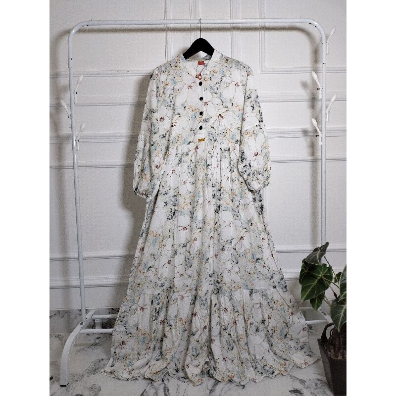 Gamis Lizam Kekinian Motif Bunga Bahan Rayon