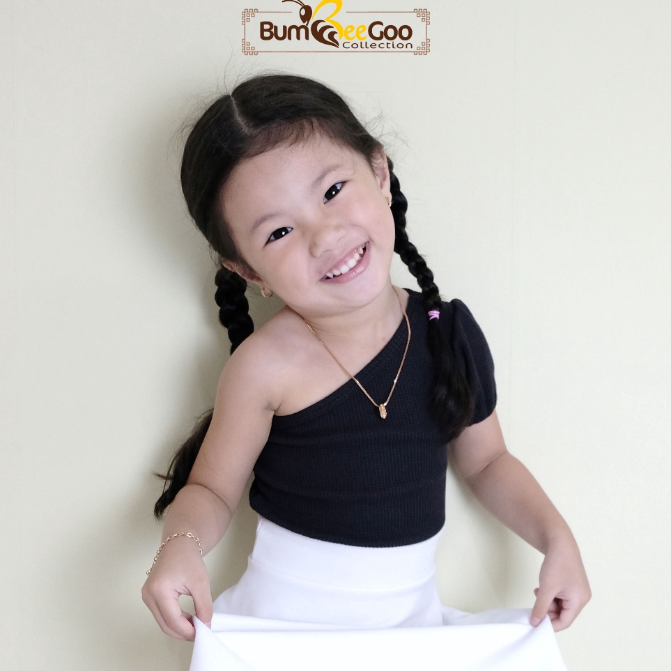 BumBeeGoo - Mollie Top One Shoulder Semi Crop Top / Atasan Anak Perempuan Waffle Premium