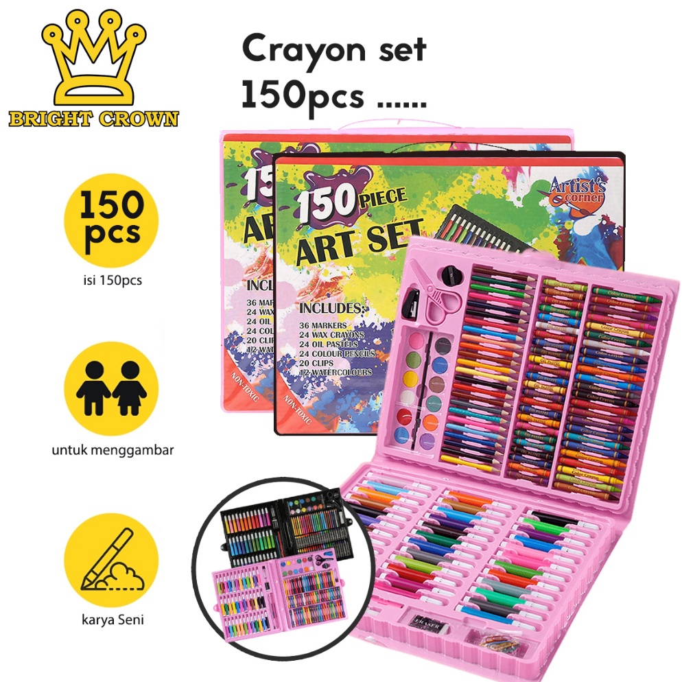 

RH83 Bright Crown Pensil Warna Crayon set isi 150 pcs Crayon Mewarnai (Alat Menggambar atau Mewarnai) ➞Terkini