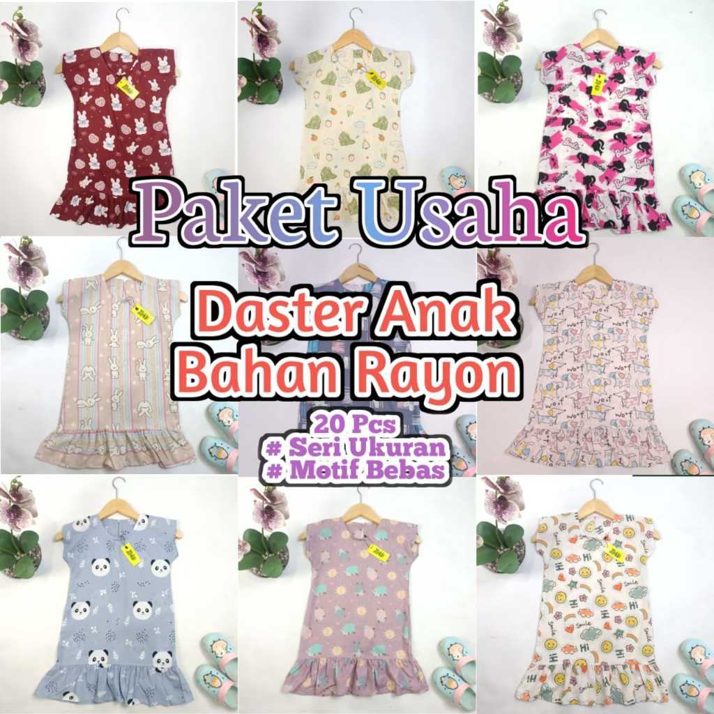 Paket Usaha Daster Anak Perempuan Usia 3 - 10 Tahun Bahan Rayon Viscose / HOMEDRESS Anak / Baju Sant