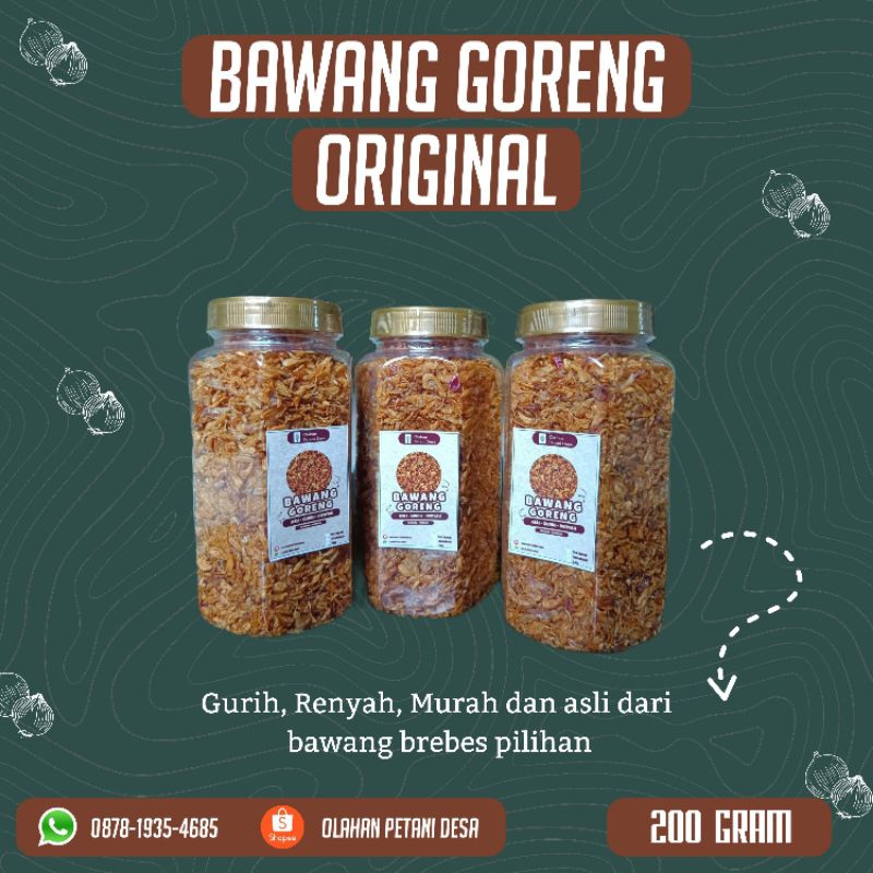 

Bawang goreng 200 Gram asli brebes Original/Premium/Tanpa Tepung/Masakan Petani asli/bawang brebes asli
