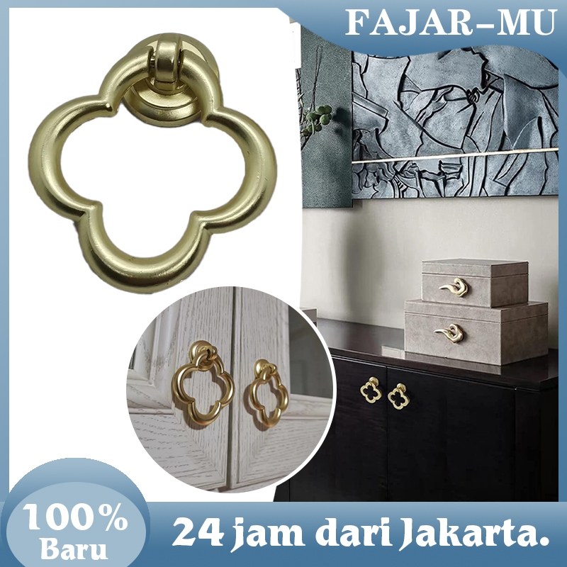Tarikan Laci Kuningan Antik Tarikan Pintu Lemari Gold Clover Knob Handle Knob Tarikan Laci