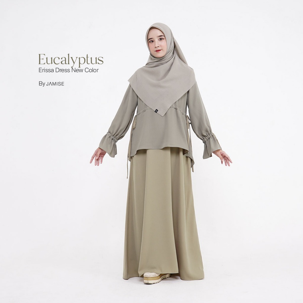 JAMISE SYARI - Erissa Dress Gamis Korean Style Kekinian Baju Kuliah Wanita Hijab Outfit Kuliah
