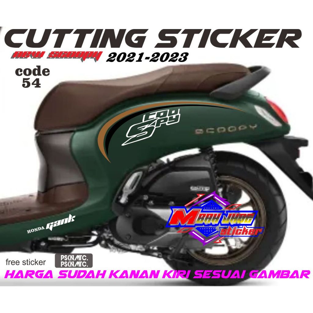 cutting stiker honda scoopy, list scoopy, scoopy new body hijau army