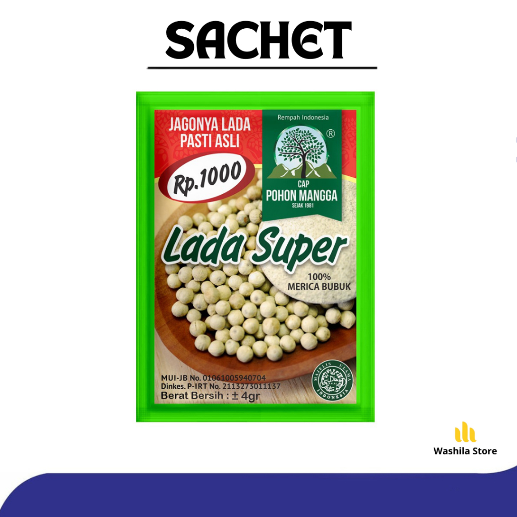 

SACHET - Bumbu Cap Pohon Mangga Bumbu Masak LADA Super Bubuk Merica White Pepper Instan Kemasan 1 Sachet