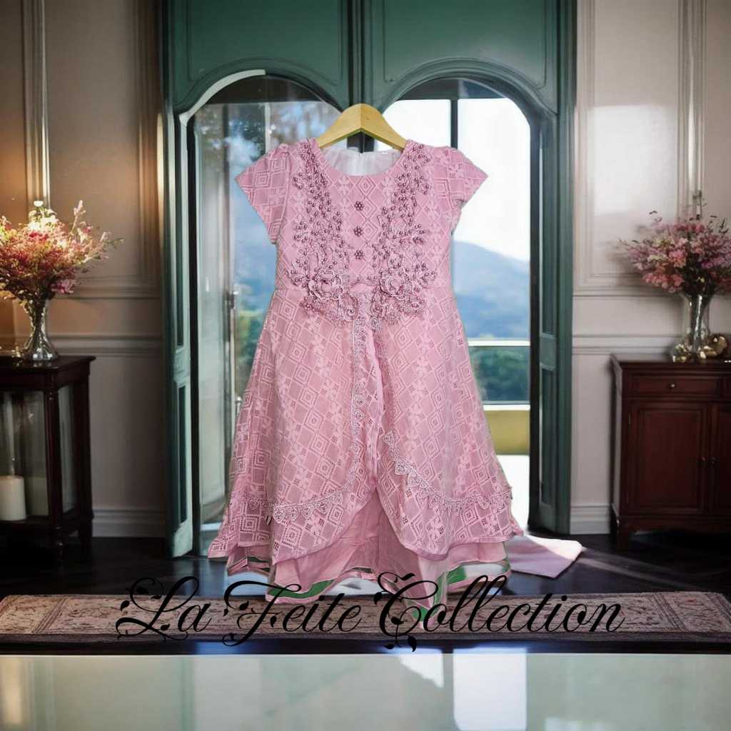 Limited Collection TEENIE WEENIE Dress Gaun Anak Perempuan Tile Premium Mote Bordir