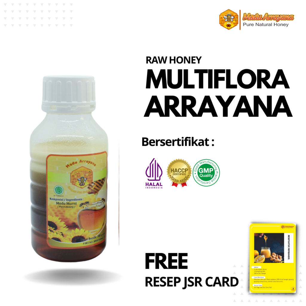 

Madu Asli Murni 500g Arrayana Grade A Nektar Multiflora Bunga 100% Alami Pure Natural Raw Honey