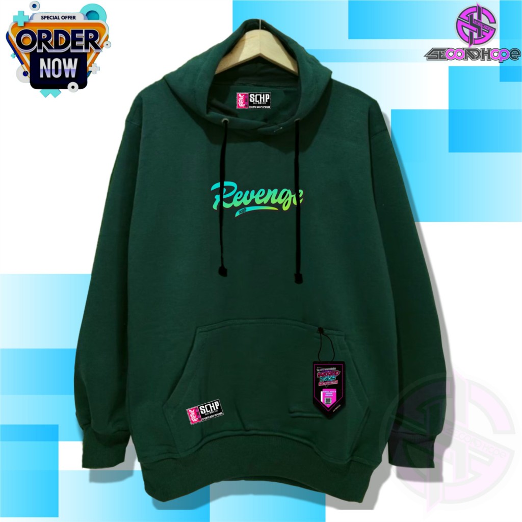 Sweater Hodi Pria Wanita Distro Terbaru SCHP Ukuran Oversize Warna Hijau Botol Jaket Cowok Cewek Uku