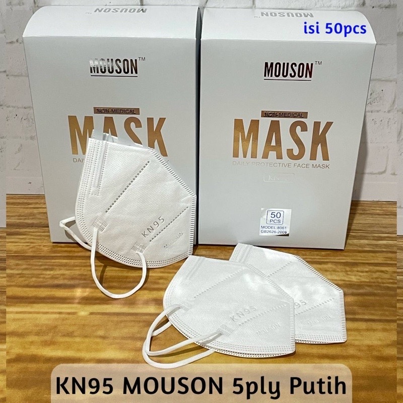 Masker Mouson KN95 Box isi 50Pcs putih hitam abu Emboss Mouson Original Box isi 50Pcs