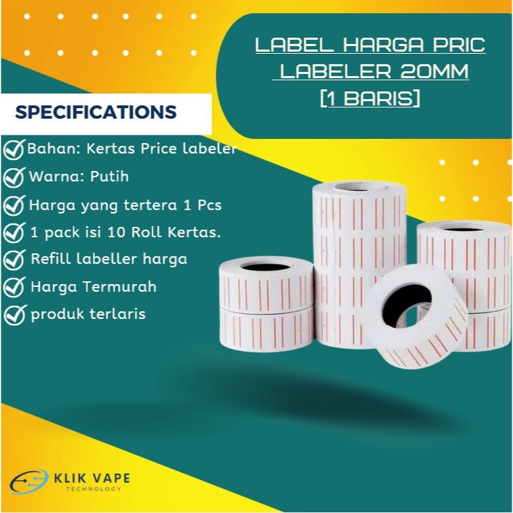 

TERMURAH Label Harga Price Labeler 20MM [1 Baris]