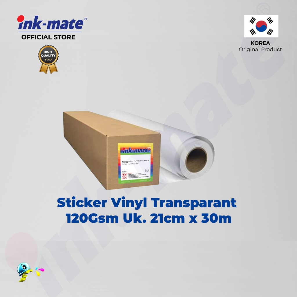 

Sticker Vinyl Transparant Inkmate 120Gr Uk. 21cm X 30m, 30cm X 30m