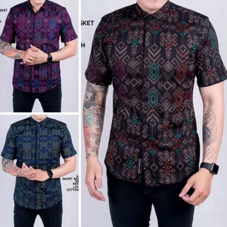 MODEL OYZ229 ( Ready Jumbo ) Kemeja Batik Pria Songket Lengan Pendek Batik Pendek Batik Songket