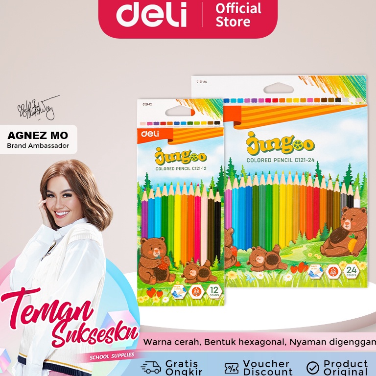 

[ILS67] Deli Colored Pencil / Pensil Warna Lucu 12 24 Warna Pewarnaan Cerah EC121-XX Best Product ㄟ(