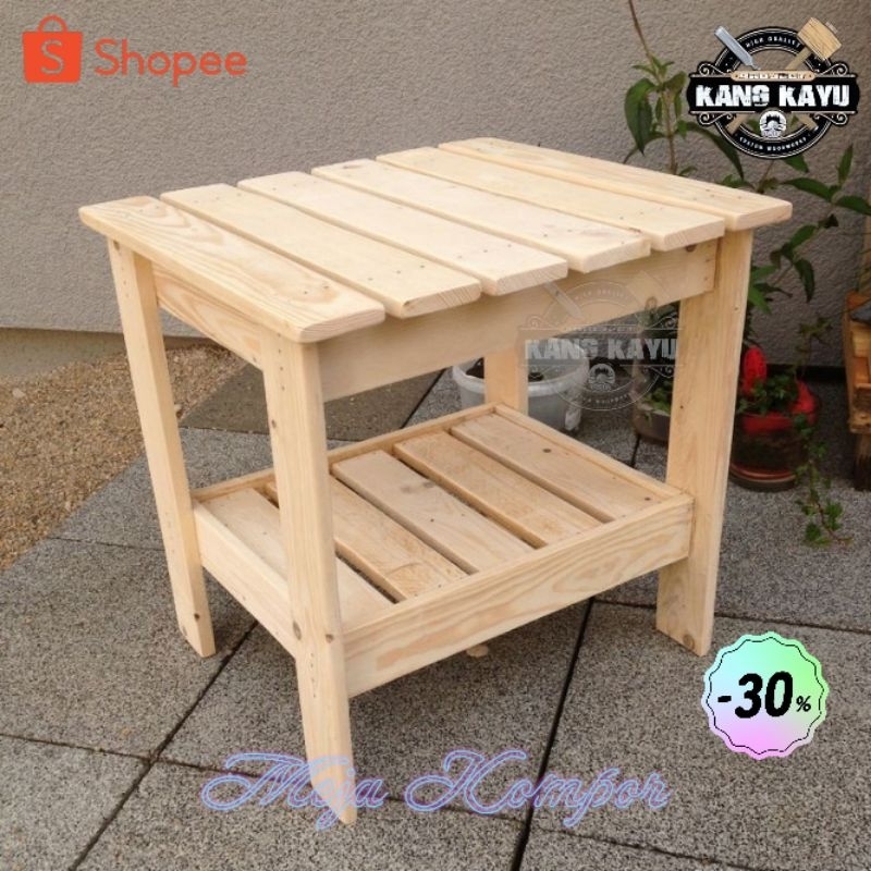 Meja kompor gas dua tungku meja kompor kayu meja kayu tempat kompor gas