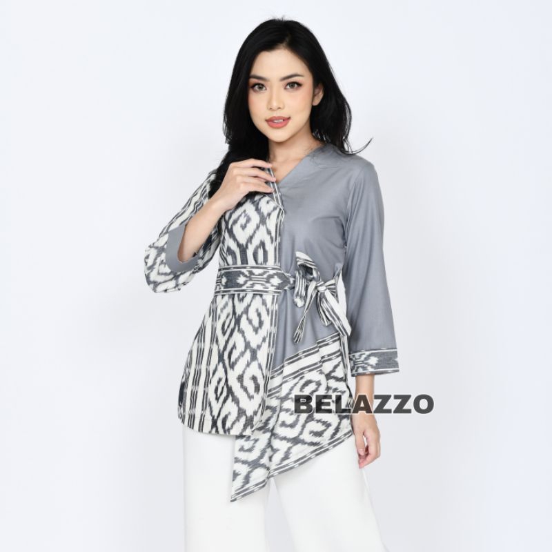 Baju Atasan Blouse Batik Tenun Wanita - Kemeja Kerja Batik Tenun Wanita - Blus Tenun Wanita - Baju T