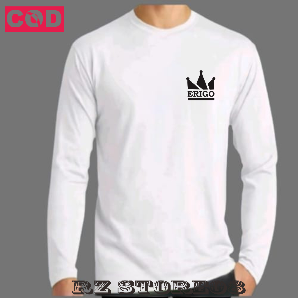Baju Kaos Erigo Lite  Pria Wanita Lengan Panjang Distro Erigo  Baju Cowok Cewek Dewasa Print Hitam B