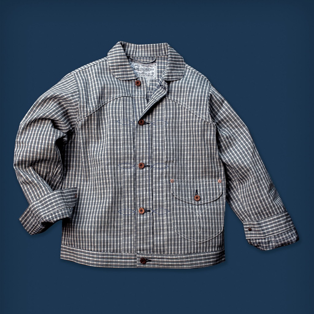 Oldblue Co. Work Jacket Type III - 7 Oz Indigo Plaid Jacquard USA