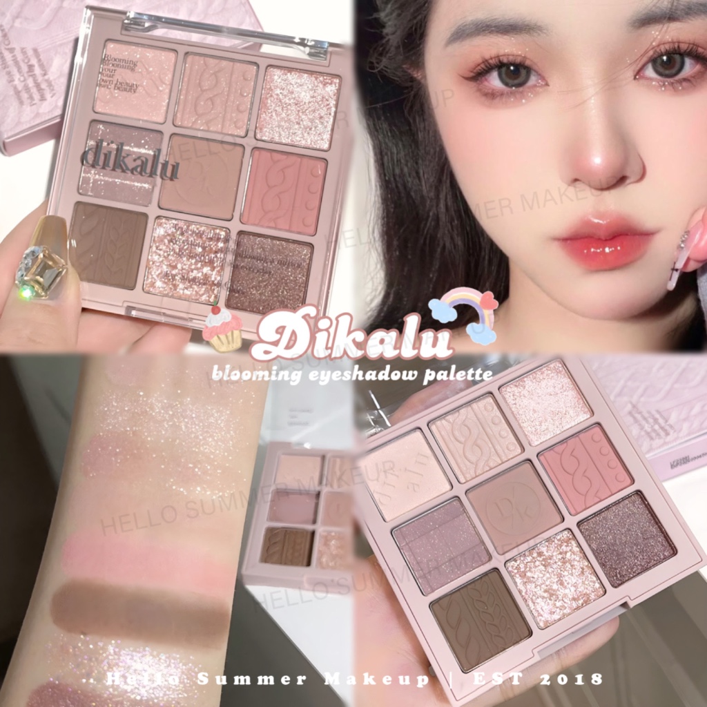 [FREE BRUSH] DIKALU Blooming Garden Beauty Violet Knit Eyeshadow Palette Korean Make Up 9 Color 7g