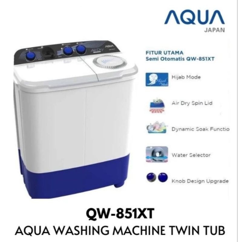 mesin cuci 2 tabung AQUA 8kg