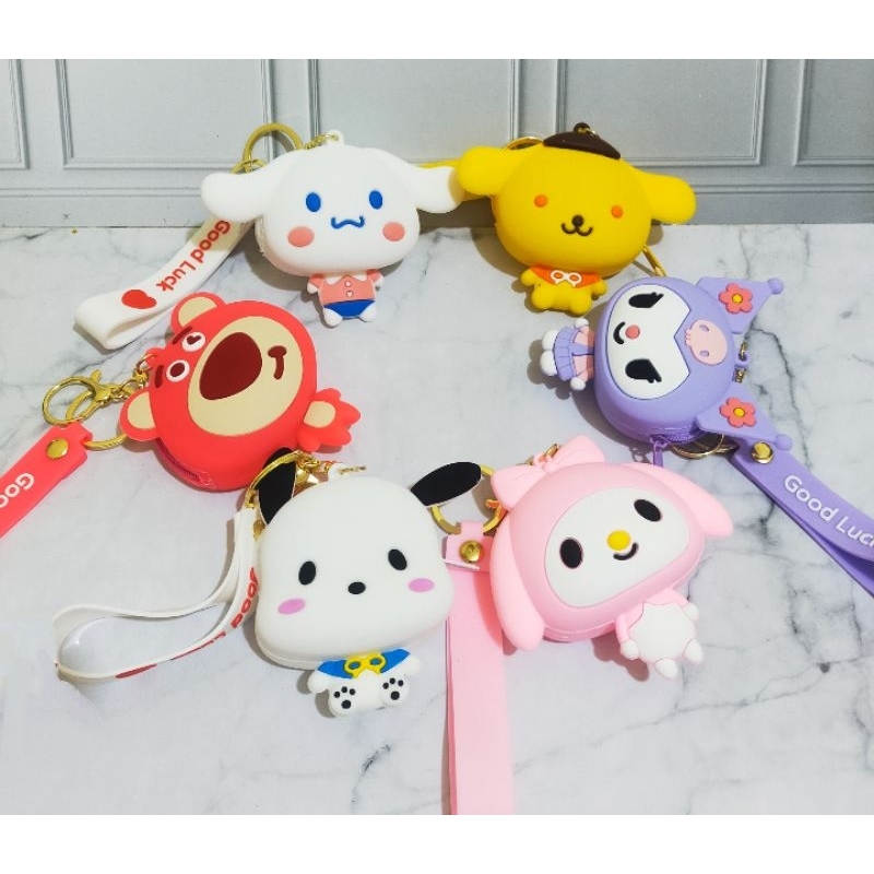 DOMPET KOIN SANRIO SILICONE / GANTUNGAN DOMPET KOIN SILICON JELLY MOTIF SANRIO KUALITAS PREMIUM