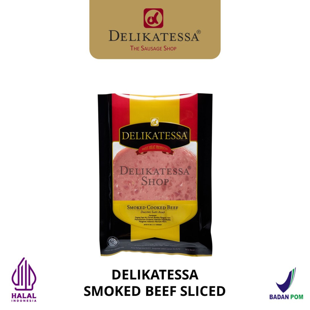 

Delikatessa Smoked Beef Sliced 250 GR Daging Sapi Asap Ham Halal