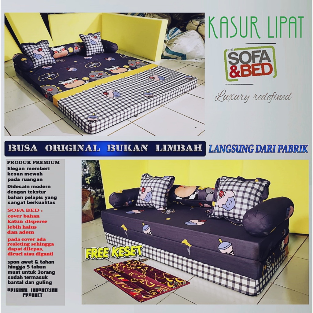 Sofa Bed Lipat Kasur Lipat Karakter Busa Yellow Super