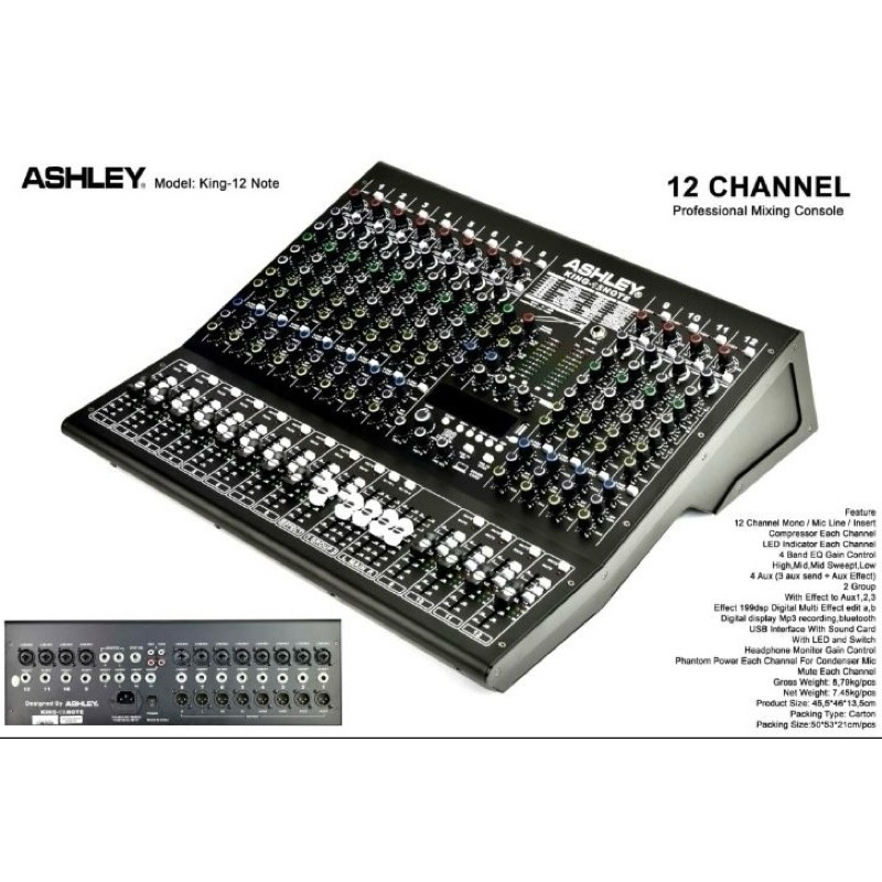 Mixer Audio Ashley King 12 Note King 12 Note Channel Usb Bluetooth Original