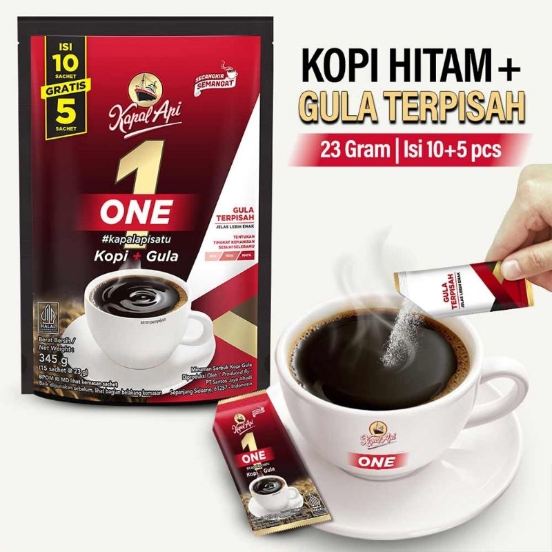 

Kapal Api Kopi One + Gula Terpisah 15X23G