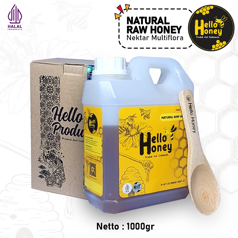 

[✲Q40&] Hello honey - Madu Asli Murni 1 KG - Natural Raw Honey [240]