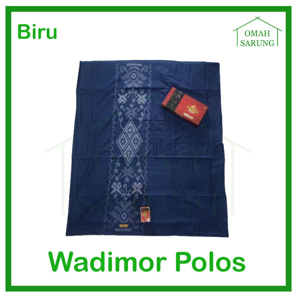 Sarung Tenun Wadimor Polos Tumpal Kembang Warna Biru Original Premium OMAH SARUNG