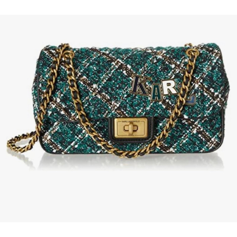 Karl Lagerfeld Agyness Green Shoulder Bag