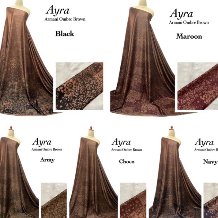 Paling Laku PROMO kain armani silk gradasi motif flower cantik | kain armani silk ombre brown | armani ecoprint | harga 0.5m.