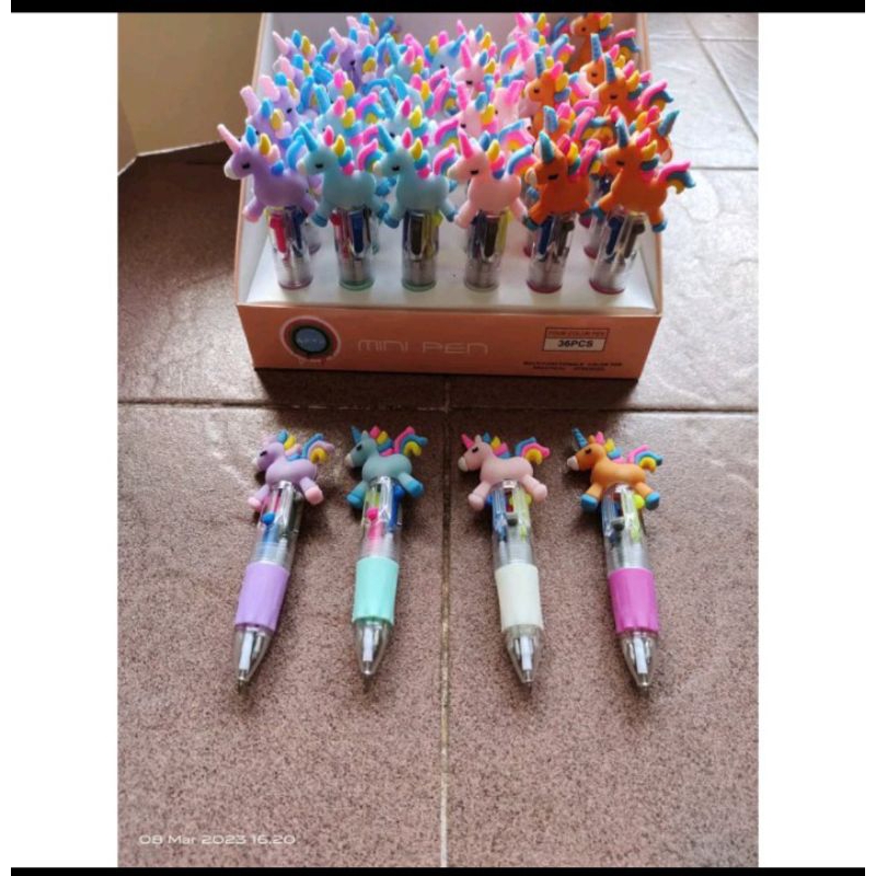 

pen mekanik 4 warna kepala karet bentuk unicorn lari satuan