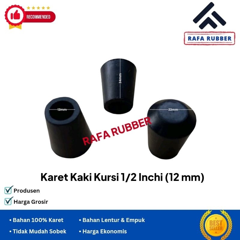 Karet Kaki Kursi 1/2 Inch (12 mm/1.2 cm) Karet kaki meja/kursi/besi