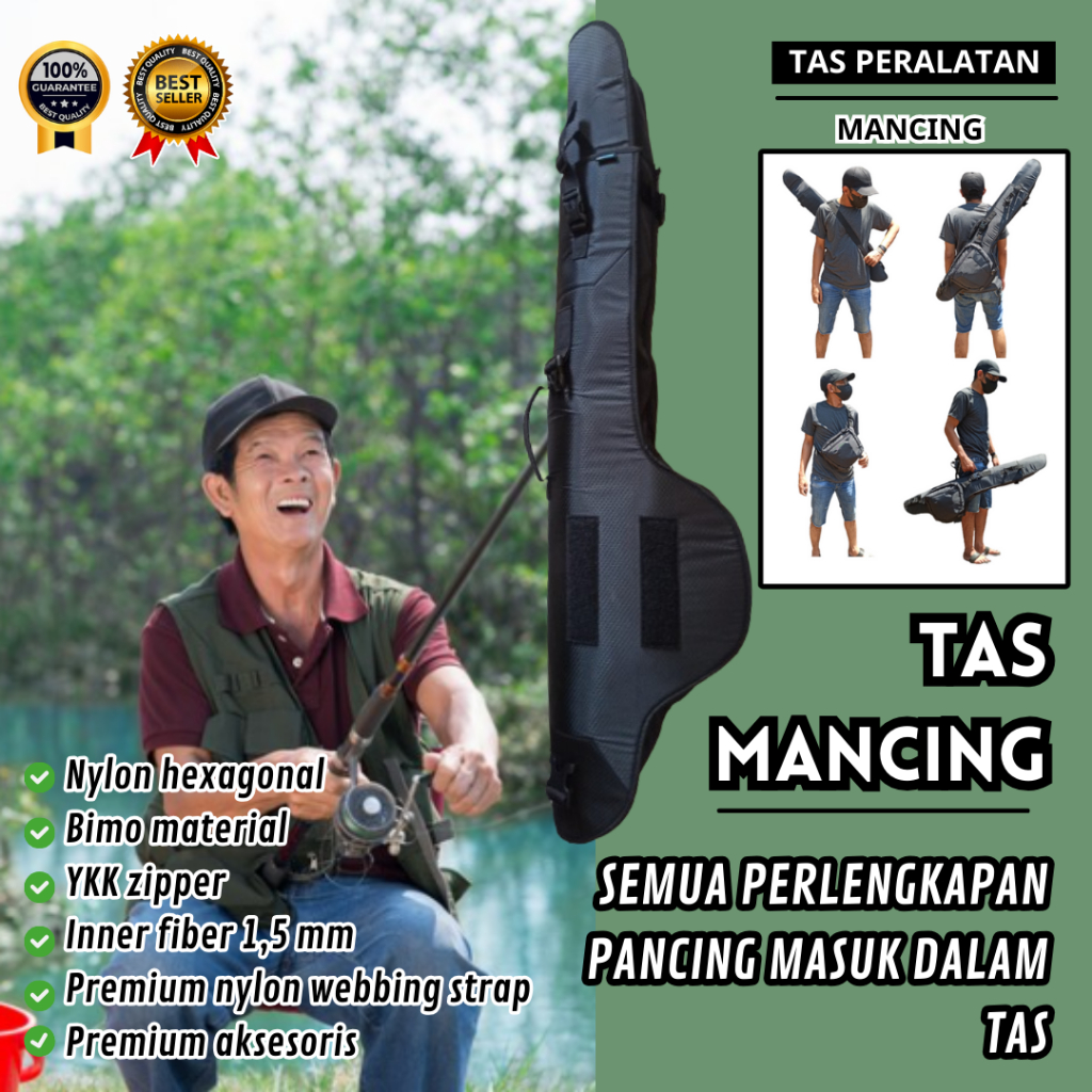 tas pancing Kuat Bahan Tebal Premium aksesoris keren Ransel Terbaik Jumbo 4 Joran Selempang kantong 