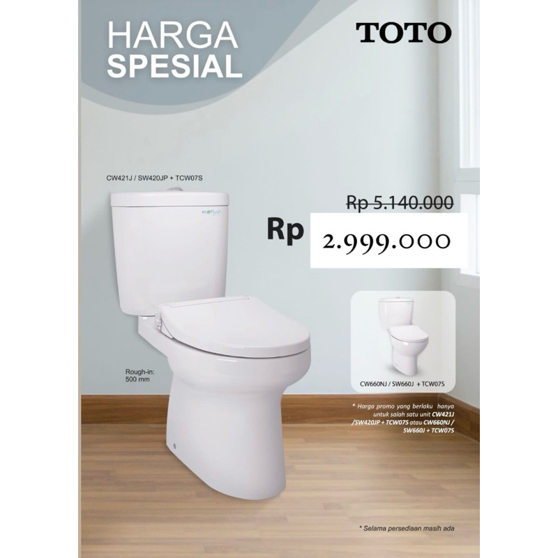 Promo Closet Duduk Toto CW421 dual flush tutup eco washer