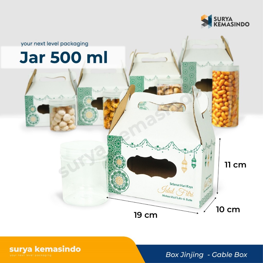 Box 19x10x11 JAR 500 ml  Isi 2 Toples Bulat Box/Kardus/packing/kemasan/Kue Kering/kuker/boxJar500ml/