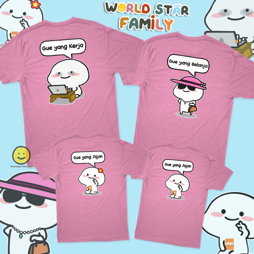 Kaos Couple viral  kaos Keluarga Pacar Terbaru Model Tangan Pendek Desain Pentol Gue Yang Belanja Gu