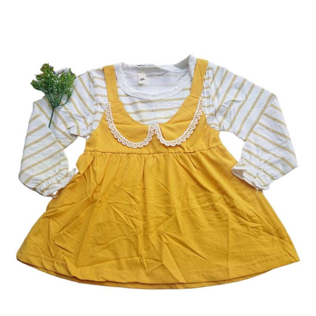 baju dress anak perempuan warna kuning bahan premium harga termurah.