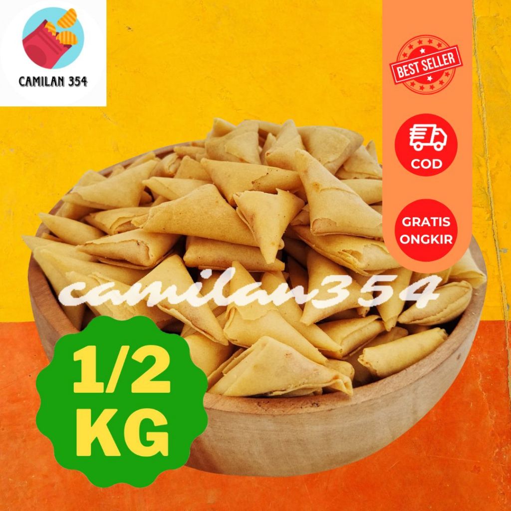 

[500GRAM] Samosa Kering Isi Abon Ayam Pedas Manis - 500gr / Sambosa Segitiga Mini Renyah