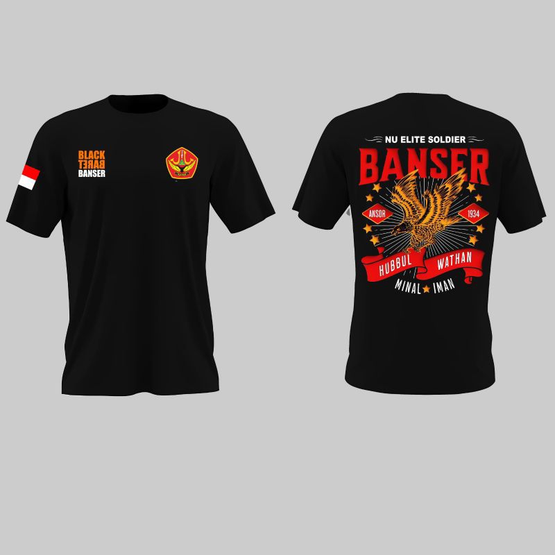 BAJU KAOS ANSOR BANSER NUSANTARA/ TSHIRT NAHDATUL ULAMA WARNA HITAM