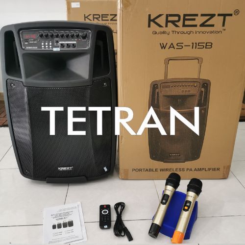 Speaker aktif 15 inch PORTABLE WIRELESS PA AMPLIFIER KREZT WAS-115B