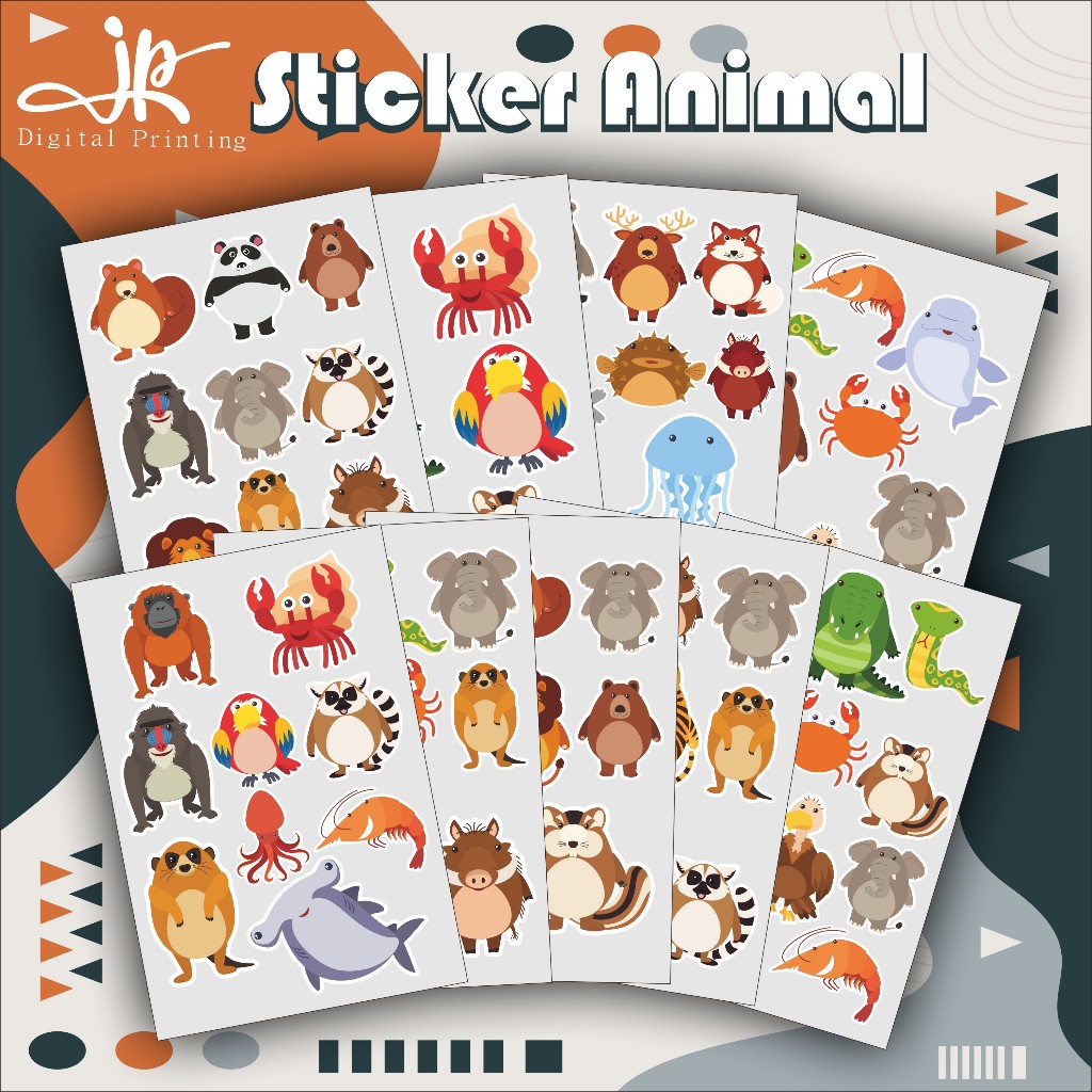 Stiker Animal Gajah Panda dll - Sticker Cute Aesthetic Setiker Jurnal Case Hp Laptop Lucu Murah Anti