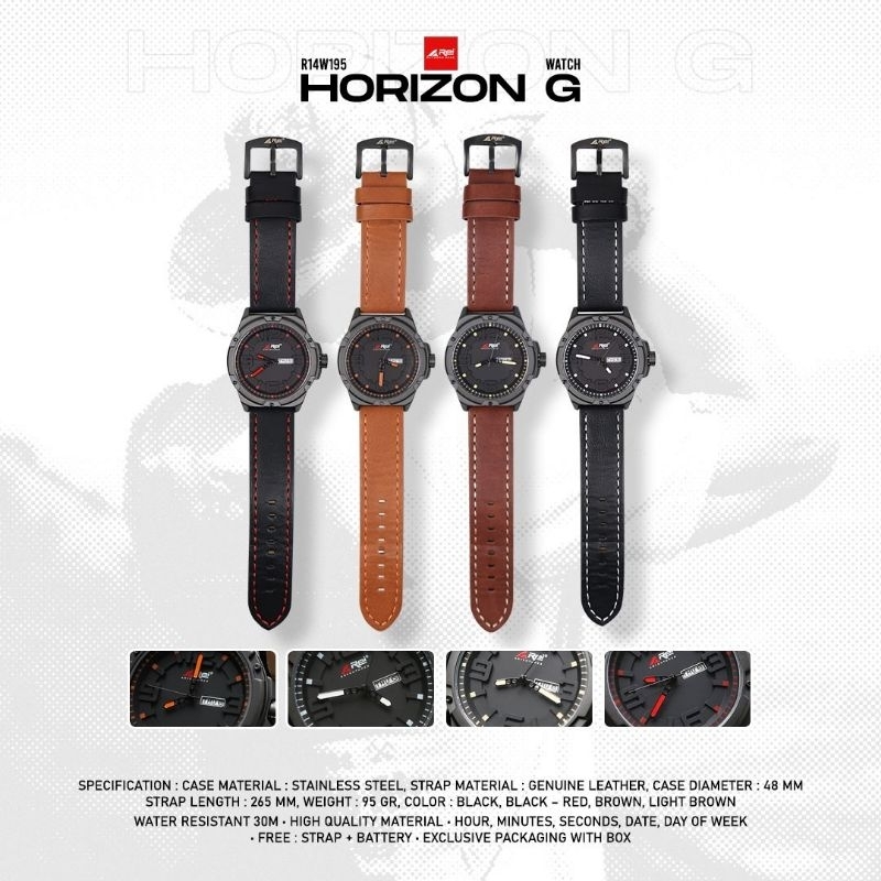 JAM TANGAN KULIT PRIA HORIZON G AREI OUTDOORGEAR | JAM TANGAN PRIA ANALOG REI HORIZON G