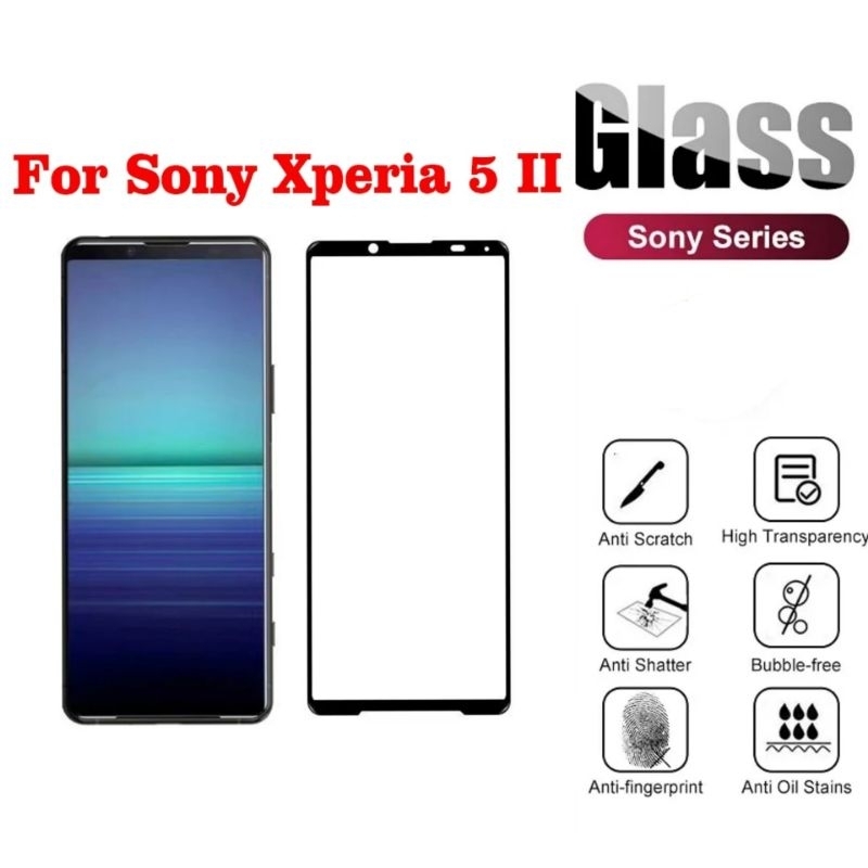 Tempered Glass Sony Xperia 5 ii mark 2.5D list black Anti Gores Xperia 5 II 5ii 5II SO-52A, XQ-AS52,