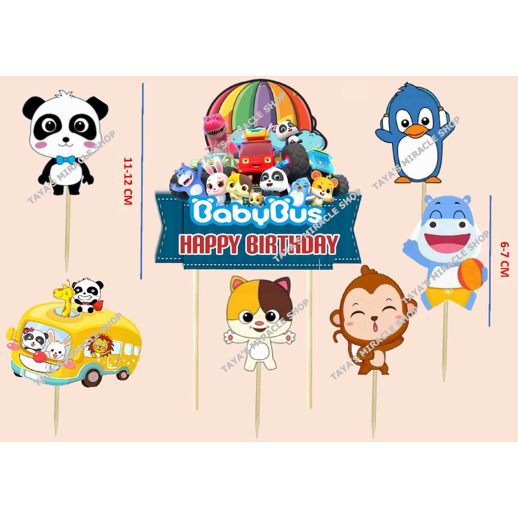 Toper / Topper / Hiasan Kue ulang Tahun / Happy Birthday Baby Bus Babybus