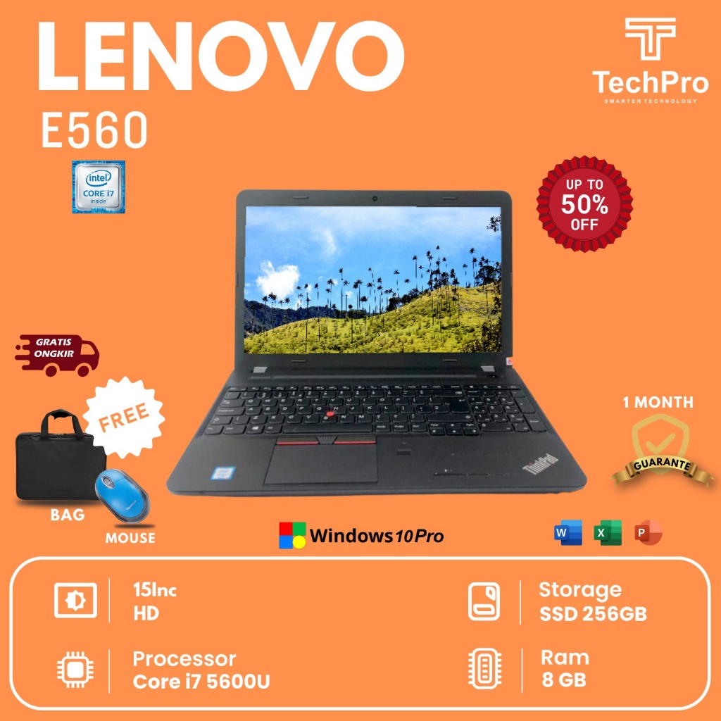 Laptop Lenovo e560 i7 gen 5 ram 8 ssd 256 TERMURAH