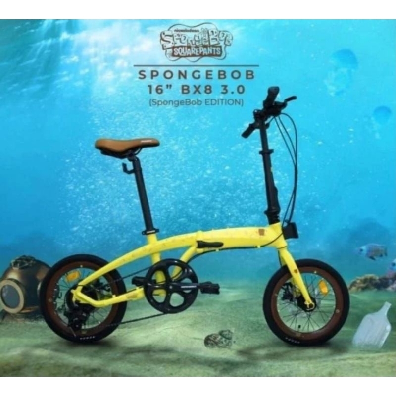 Sepeda Lipat 16 Inch maximo spongbob Tx7/BX8 REM CAKRAM DEPAN/BELAKANG